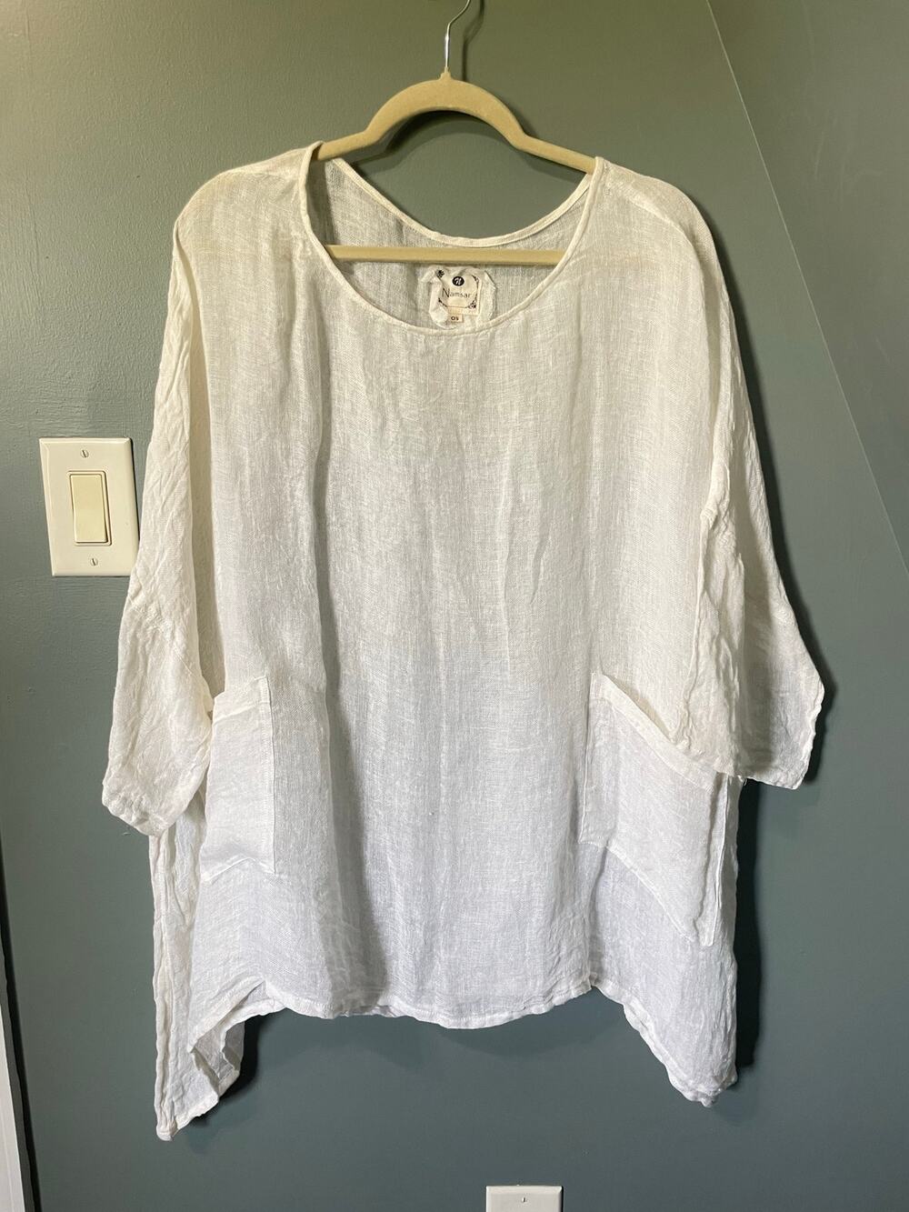 Namsar White Linen Oversized Top. OS. Great condition.